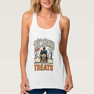 トリックなし、ただのお菓子 ハロウィン 犬 おばけ Tシャツ_1 タンクトップ