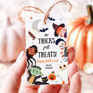 トリックはなしで、ただのハロウィンのお菓子 ハロウィンのコスチューム ギフトタグ