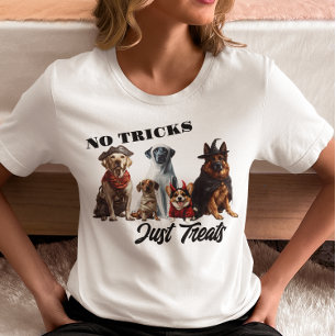 トリックはなしで、ハロウィンのおやつだけのハロウィン犬 トライブレンドTシャツ