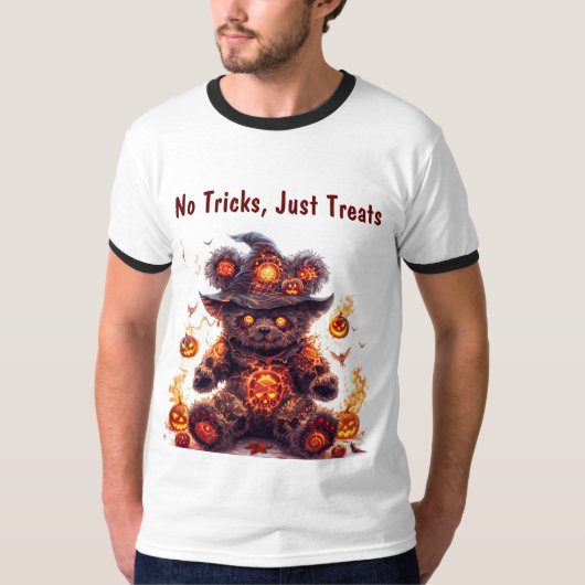 トリックは無い、ただ扱う。テディベア.ハロウィン Tシャツ (正面)