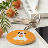 トリックは無しで、ただのお菓子をくれ ハロウィンのワンコ キーホルダー (側面)