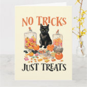 「トリックは無しで、ただのお菓子をどうぞ」 カード (黄色い花)