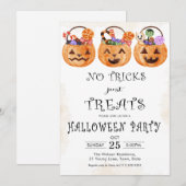トリックは無しで、ただのお菓子 ハロウィンパーティー 招待状 (正面/裏面)