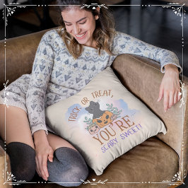 トリックまたはあなたは怖い甘い扱い クッション