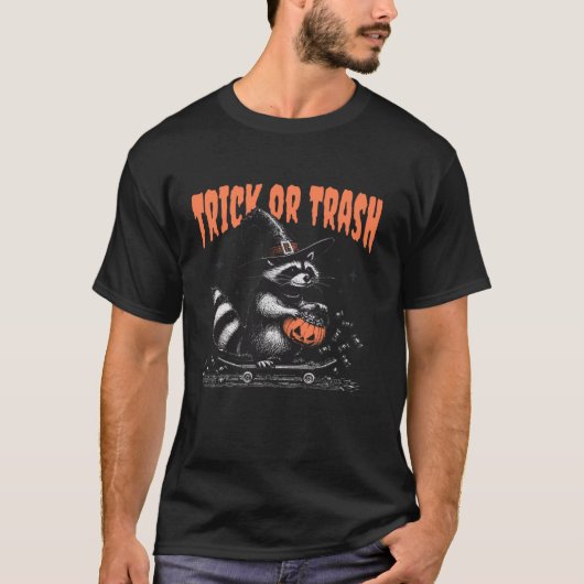 トリックまたはゴミのラクーンハロウィン不気味カボチャRa Tシャツ (正面)