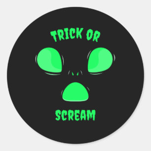 トリックまたはスクリームおもしろいデザインハロウィーンエイリアン ラウンドシール