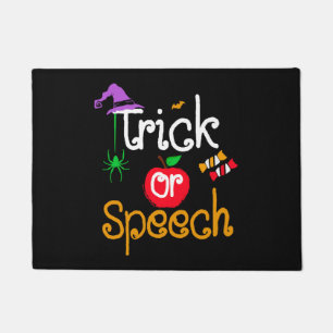 トリックまたはスピーチ言語先生ハロウィーン ドアマット