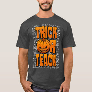 トリックまたはス教えス先生ハロウィーンパンプキンエクア Tシャツ