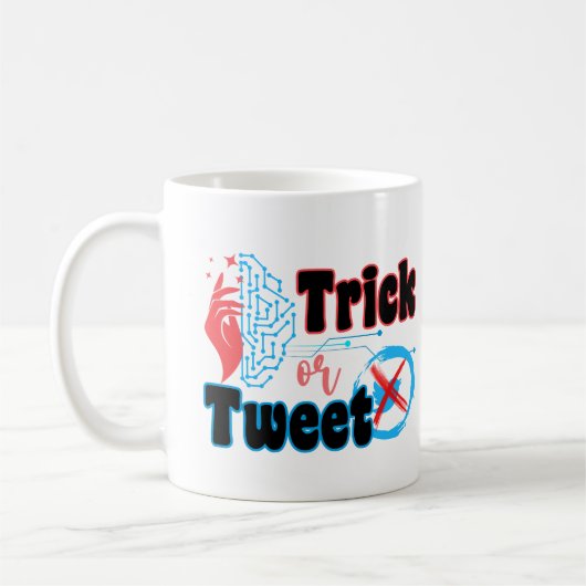 トリックまたはツイート.b コーヒーマグカップ (左)