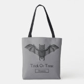 トリックまたはトリートこうもりと名前のかわいい漫画文字 トートバッグ (裏面)