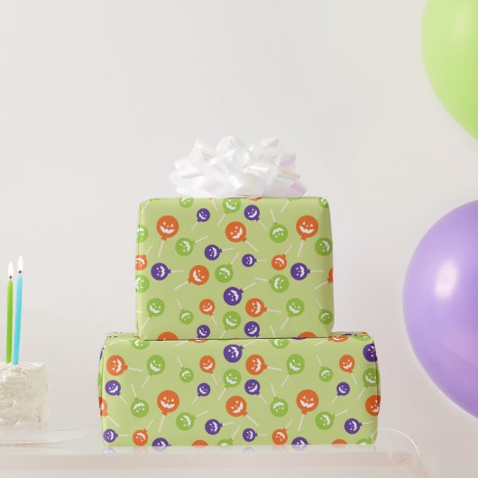 トリックまたはトリートの不気味な棒つきキャンデーシームレスなハロウィーン ラッピングペーパー (パーティーギフト)