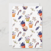 トリックまたはトリートウィッチハットハロウィーンフード誕生日 招待状 (裏面)