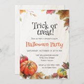 トリックまたはトリートウォーターカラーパンプキンブハロウィーン 招待状 (正面/裏面)