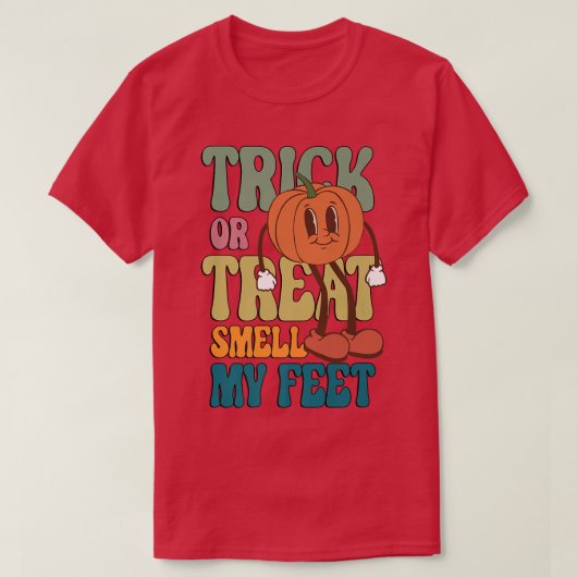 トリックまたはトリートオイ私の足面白いハロウィーンキッズ Tシャツ (デザイン正面)