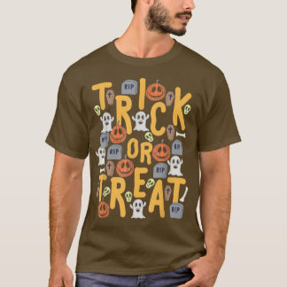 トリックまたはトリートカボチャ幽霊かわいい面白いハロウィーン Tシャツ