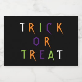 トリックまたはトリートカラフルおもしろいタイポグラフィハロウィーン フードラベル