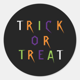 トリックまたはトリートカラフルおもしろいタイポグラフィハロウィーン ラウンドシール