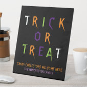 トリックまたはトリートカラフルおもしろい不気味カスタム文字 台座サイン (インサイチュ)