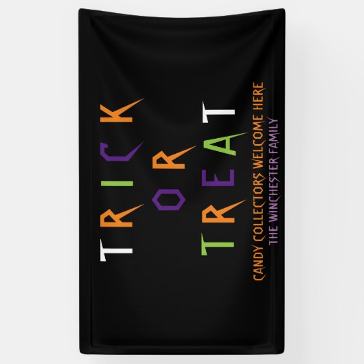 トリックまたはトリートカラフルおもしろい不気味カスタム文字 横断幕 (縦)