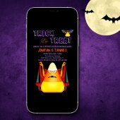 トリックまたはトリートカワイキャンディコーンのハロウィーン誕生日 招待状