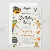 トリックまたはトリートキッズハロウィーン誕生日招待状 招待状 (正面/裏面)