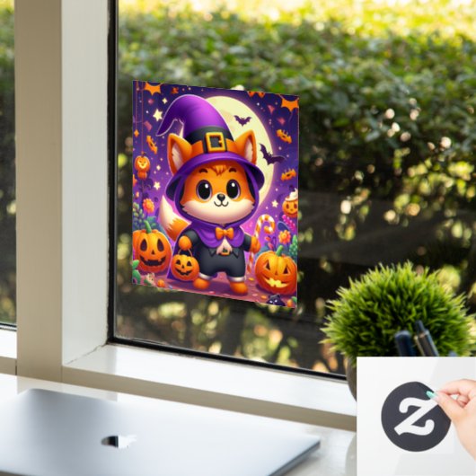 トリックまたはトリートキツネ ウィンドウサイン (オフィス)