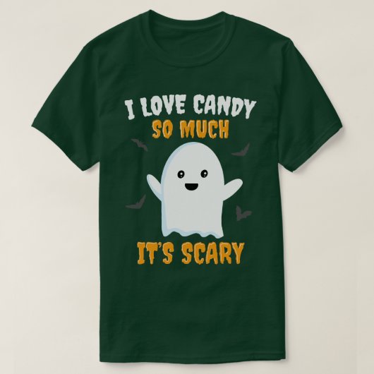 トリックまたはトリートキャンディかわいい幽霊男の子のおもしろい女の子H Tシャツ (デザイン正面)