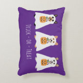 トリックまたはトリートコルギ幽霊ドッグハロウィーン アクセントクッション (正面(垂直))