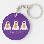 トリックまたはトリートコルギ幽霊ドッグハロウィーン キーホルダー (裏面)