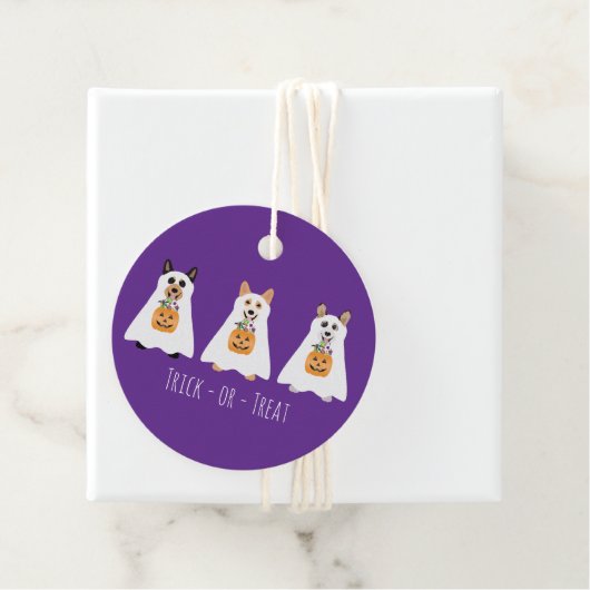 トリックまたはトリートコルギ幽霊ドッグハロウィーン フェイバータグ (インサイチュ)