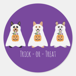 トリックまたはトリートコルギ幽霊ドッグハロウィーン ラウンドシール