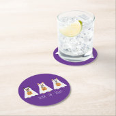 トリックまたはトリートコルギ幽霊ドッグハロウィーン ラウンドペーパーコースター (インサイチュ)