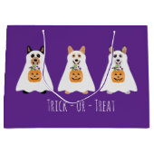 トリックまたはトリートコルギ幽霊ドッグハロウィーン ラージペーパーバッグ (正面)