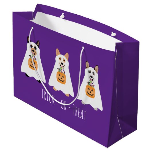 トリックまたはトリートコルギ幽霊ドッグハロウィーン ラージペーパーバッグ (裏面アングル)
