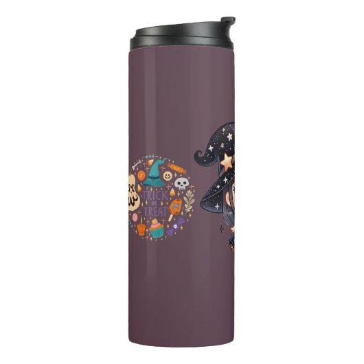 "トリックまたはトリートコーヒーマグ – フェスティバルハロウィーンカップ タンブラー (回転左)