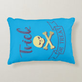 トリックまたはトリートスカルクロスボーンハロウィーンリボン アクセントクッション (正面)