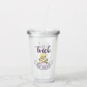 トリックまたはトリートスカルクロスボーンハロウィーンリボン アクリルタンブラー (裏面)