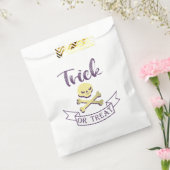 トリックまたはトリートスカルクロスボーンハロウィーンリボン フェイバーバッグ (封をした状態)