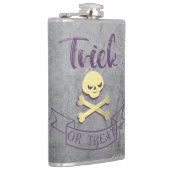 トリックまたはトリートスカルクロスボーンハロウィーンリボン フラスク (右)