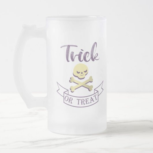 トリックまたはトリートスカルクロスボーンハロウィーンリボン フロストグラスビールジョッキ (左)