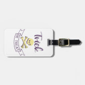 トリックまたはトリートスカルクロスボーンハロウィーンリボン ラゲッジタグ (正面横)