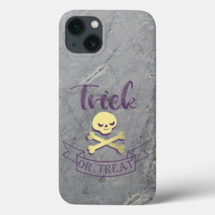 トリックまたはトリートスカルクロスボーンハロウィーンリボン iPhone 13ケース