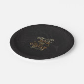 トリックまたはトリートスカルブラック&金ゴールドハローウィンパーティ ペーパープレート (アングル)
