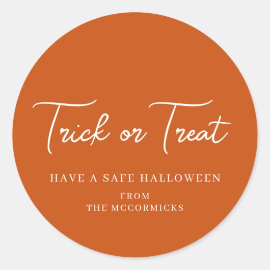 トリックまたはトリートスクリプトオレンジハロウィーンの愛称 ラウンドシール (正面)
