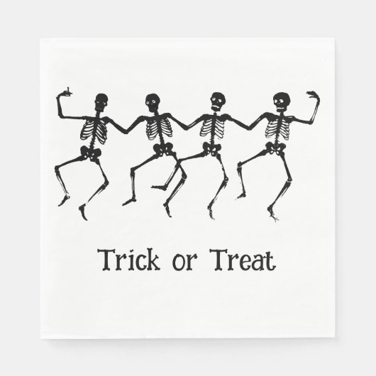 トリックまたはトリートスケルトン踊りハロウィーン スタンダードランチョンナプキン (正面)
