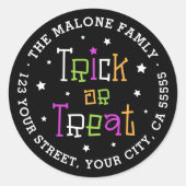 トリックまたはトリートスターハロウィーン差出人住所 ラウンドシール (正面)