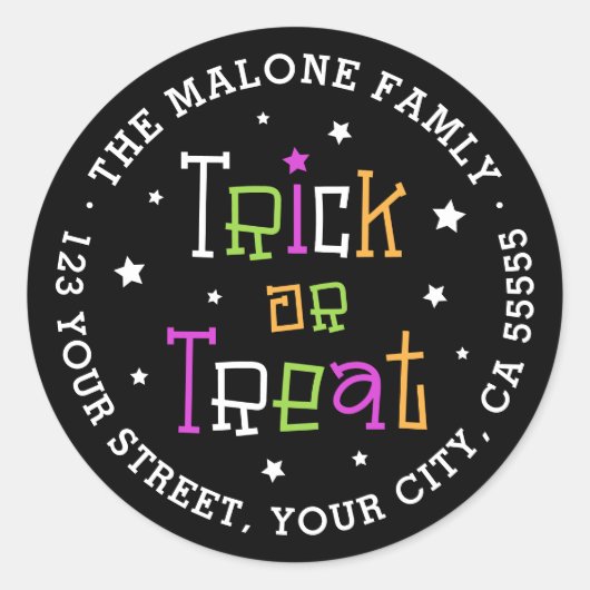 トリックまたはトリートスターハロウィーン差出人住所 ラウンドシール (正面)