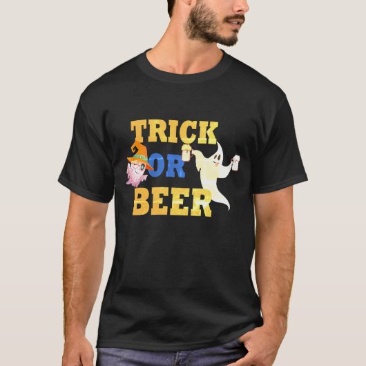 トリックまたはトリートスポフシャツ、ビール愛好家ハロウィーン Tシャツ (正面)