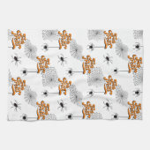 トリックまたはトリートタイポグラフィ（スパイダパターンID680） キッチンタオル (横)