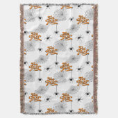 トリックまたはトリートタイポグラフィ（スパイダパターンID680） スローブランケット (正面縦)